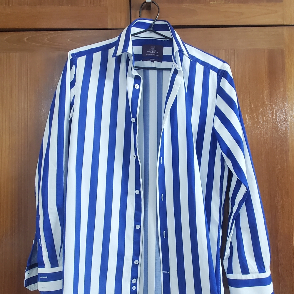 SOLD - Blue and White Striped Men's Shirt
